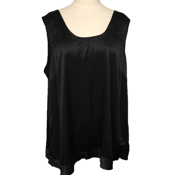 Avenue Black Satin Raw Layered Edge Sleeveless top - Picture 1 of 6